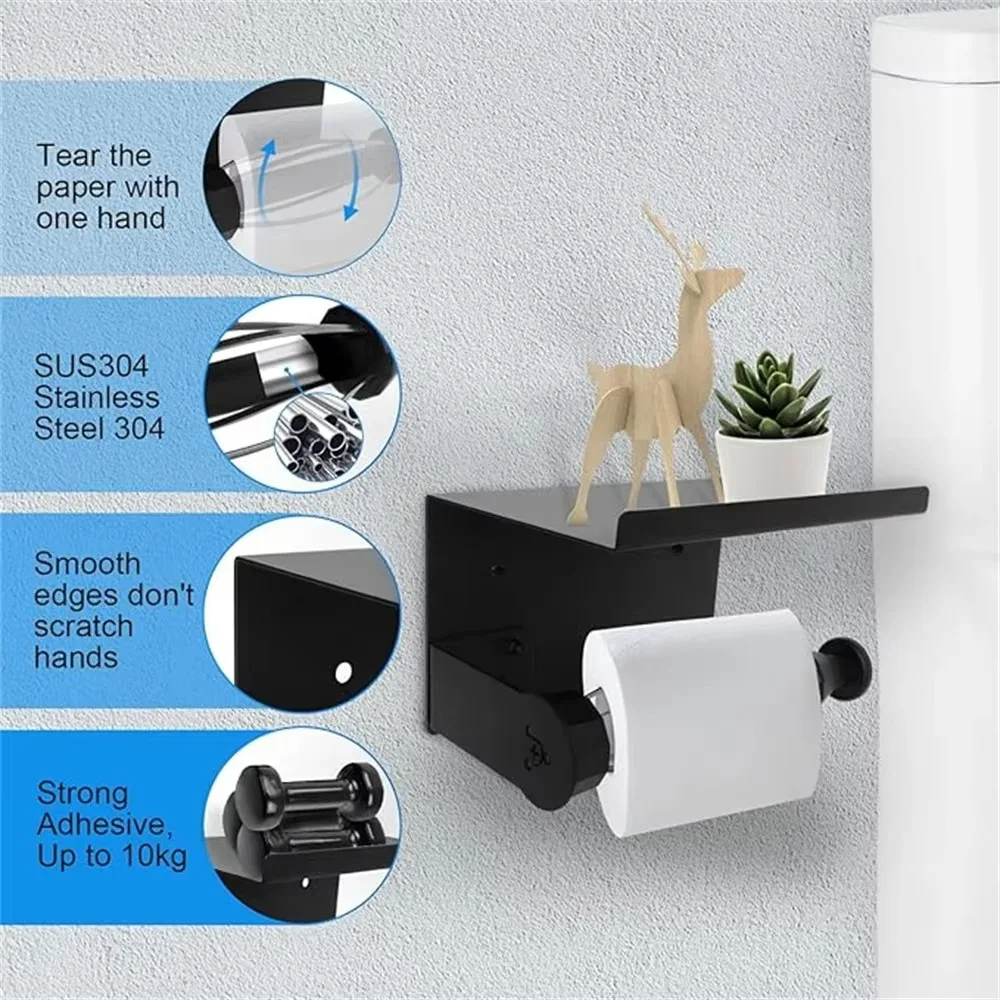 Toilet Paper Holder No Drilling Required Storage Rack Kitchen Seasoning Bottles Bathroom Roll Paper Phone Towel Storage Shelf