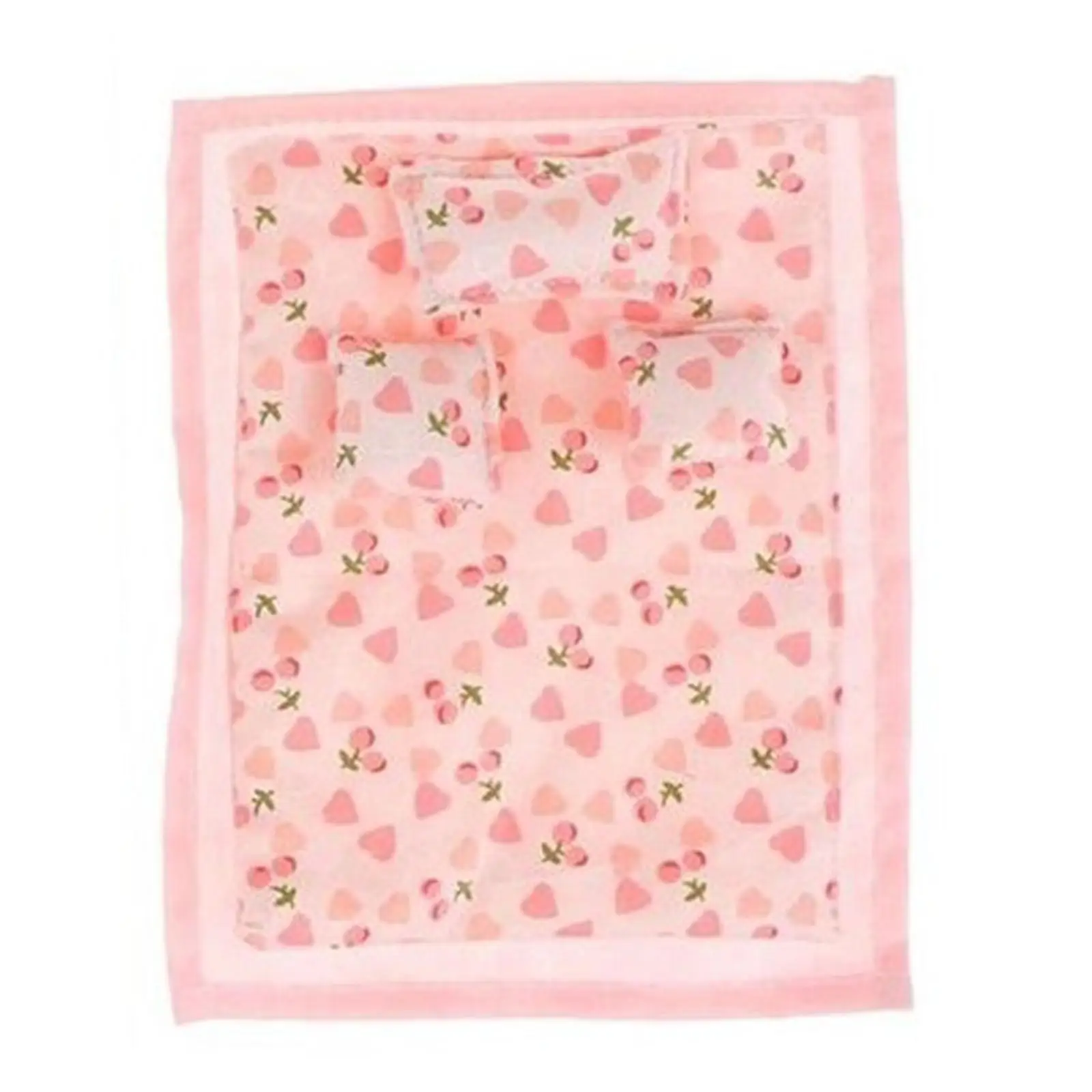 Miniature Doll House Bedding Set with Quilt Pillows and Bed Sheet 1 12 Scale Handmade Cotton Decor for Dolls