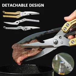 5Cr Stainless Steel Kitchen Scissors Chicken Bone Kitchen Shears,Duck Fish Cutter Fish Scissors Scale Clean Cook Scissors Knife