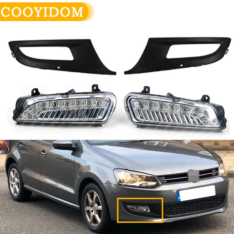 Car LED Front Fog Lamp DRL For VW Volkswagen Polo MK8 6R 2011 2012 2013  Front Bumper Lamp Light 6RD 941 699 6RD 941 700