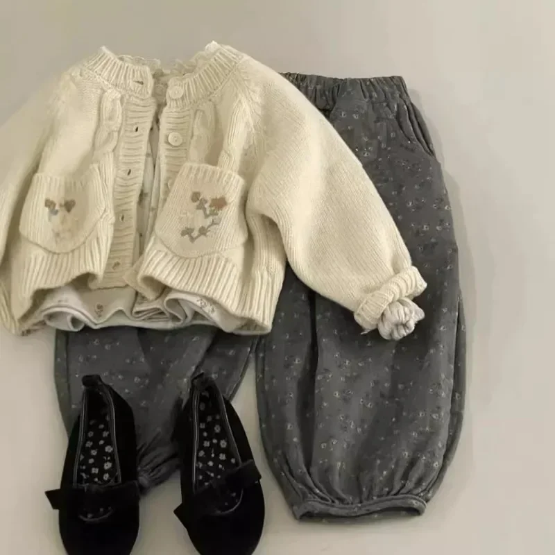 Girls' Sweaters, Knitted Cardigans, 2024 New Baby Clothes, Children's Clothing Jackets