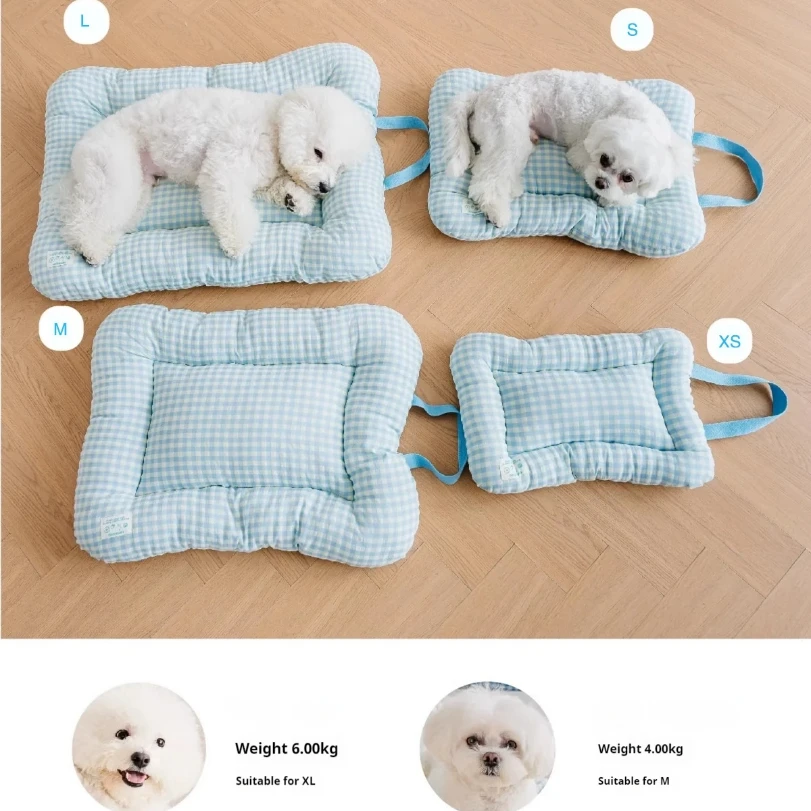 귀여운 체크무늬 강아지 고양이 쿠션, 세련된 애완동물 매트, 부드러운 양면 세탁 가능 침대/소파용 논슬립 컴포트 매트 (강아지/고양이/소형견용)