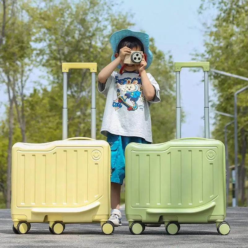 子供用乗れる20インチローリングスーツケース、パスワードロック付きポータブルキャリーオン荷物、子供の旅行や休暇に