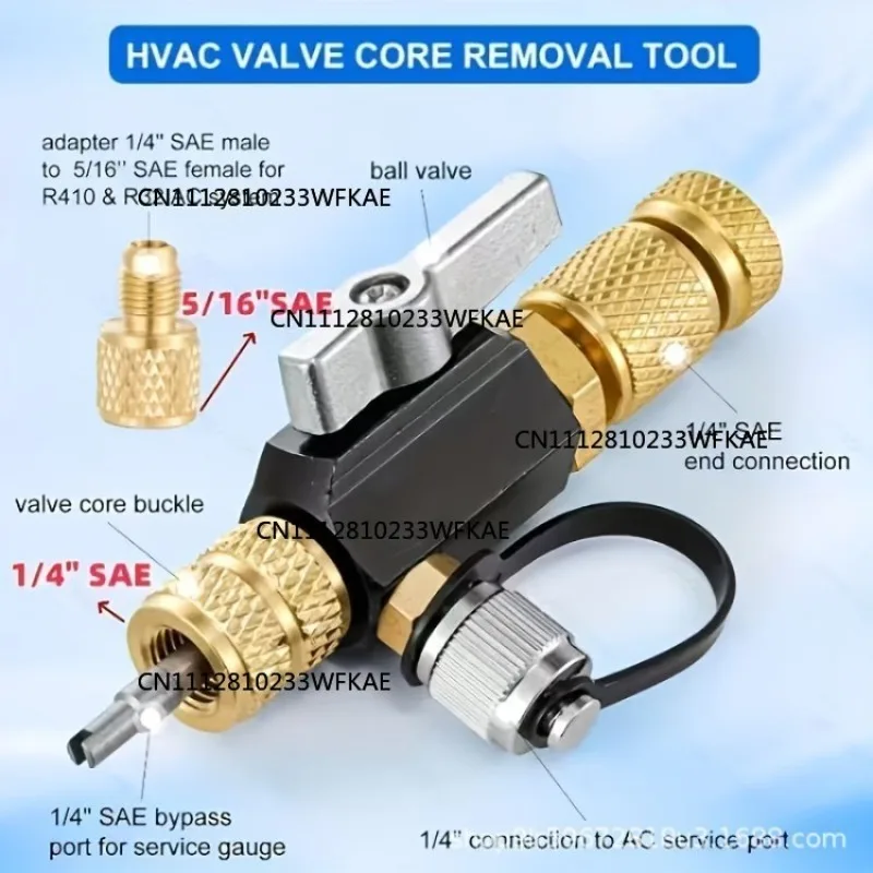 Air conditioner valve core replacement tool, household quick disassembly and installation of new tools, no refrigerant