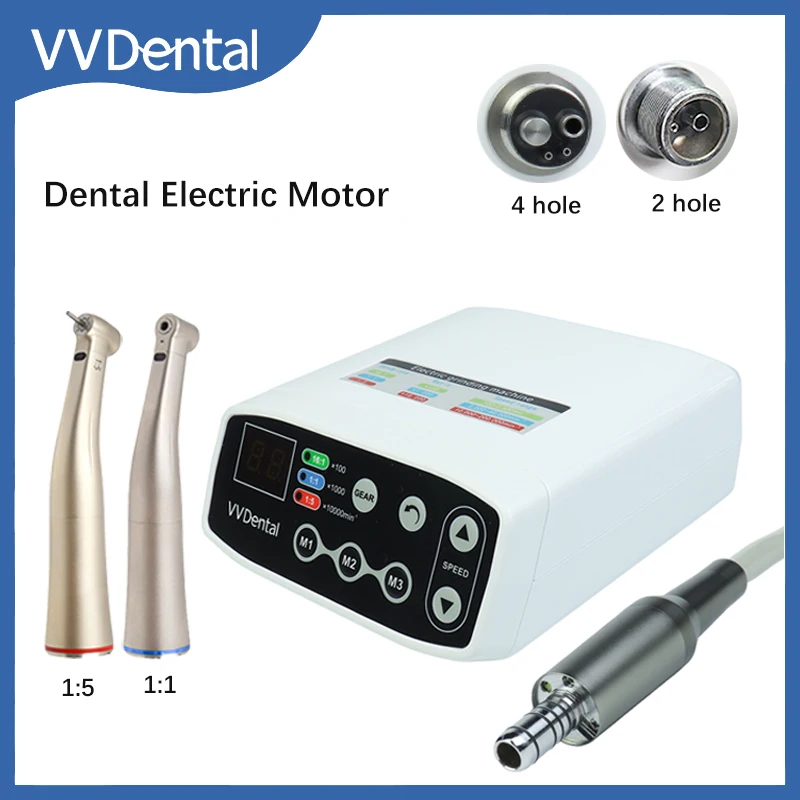 VVDental Brushless LED Micro Electric Motor Machine Set Internal Water Spray 1:5/1:1 Contra Angle High Rotation Dental Handpiece