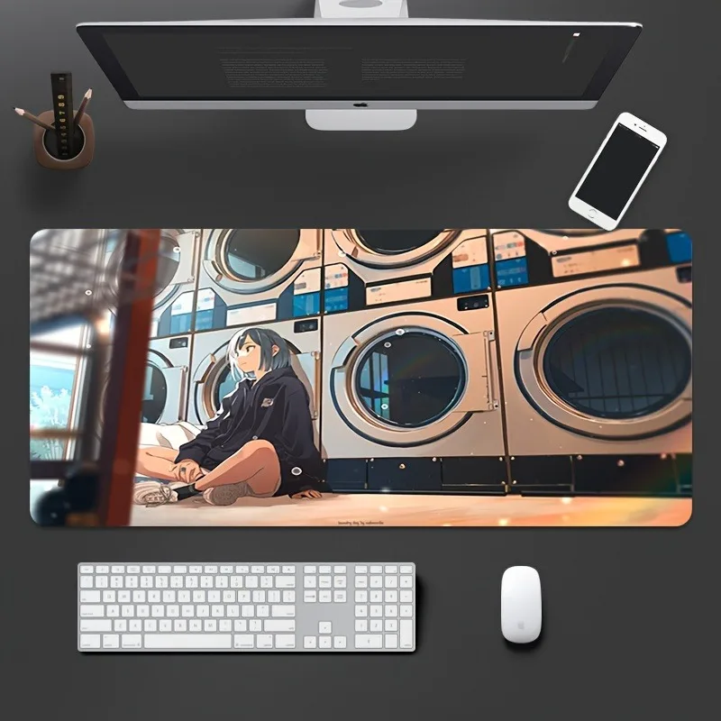 

1pc Anime Boy Crouching In The Corner Mouse Pad Multi-Size Non-Slip Stitched Edge Computer Keyboard Desk Mat For Office And Gift