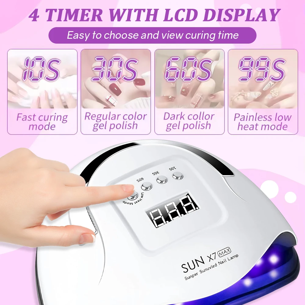 Powerful UV LED Nail Lamp for Nails Curing All Gel Polish with Large Screen Professional Nail Equipment Manicure Drying Lamps