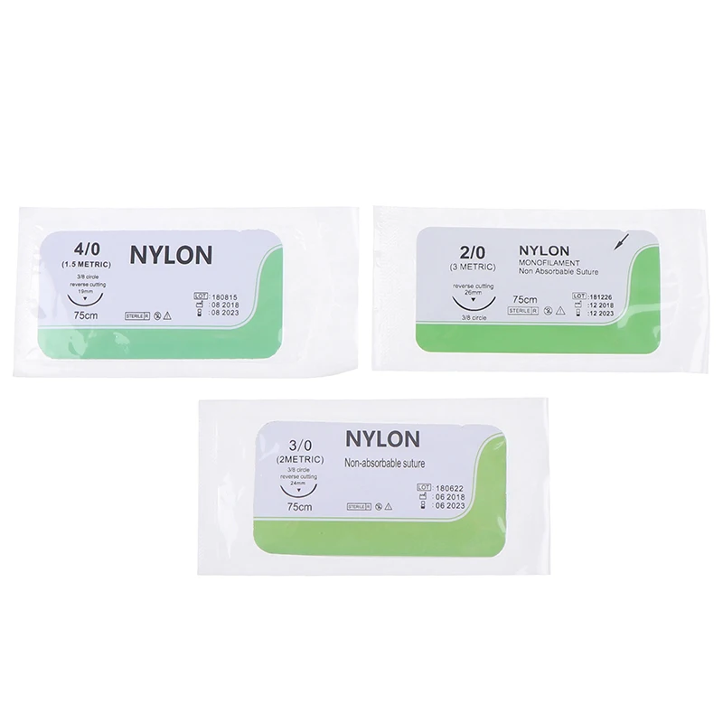 12 قطعة 2.0/3.0/4.0 إبرة خياطة Nlon موضوع طبي معقمة مجموعة الممارسة الجراحية التدريس المظاهرات تمارين #4
