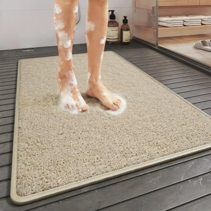 

Противоскользящий коврик для душа 20x32 дюйма, быстросохнущий, с дренажем, из мягкого ПВХ, имитация люфы, для мытья ног, для ванной комнаты