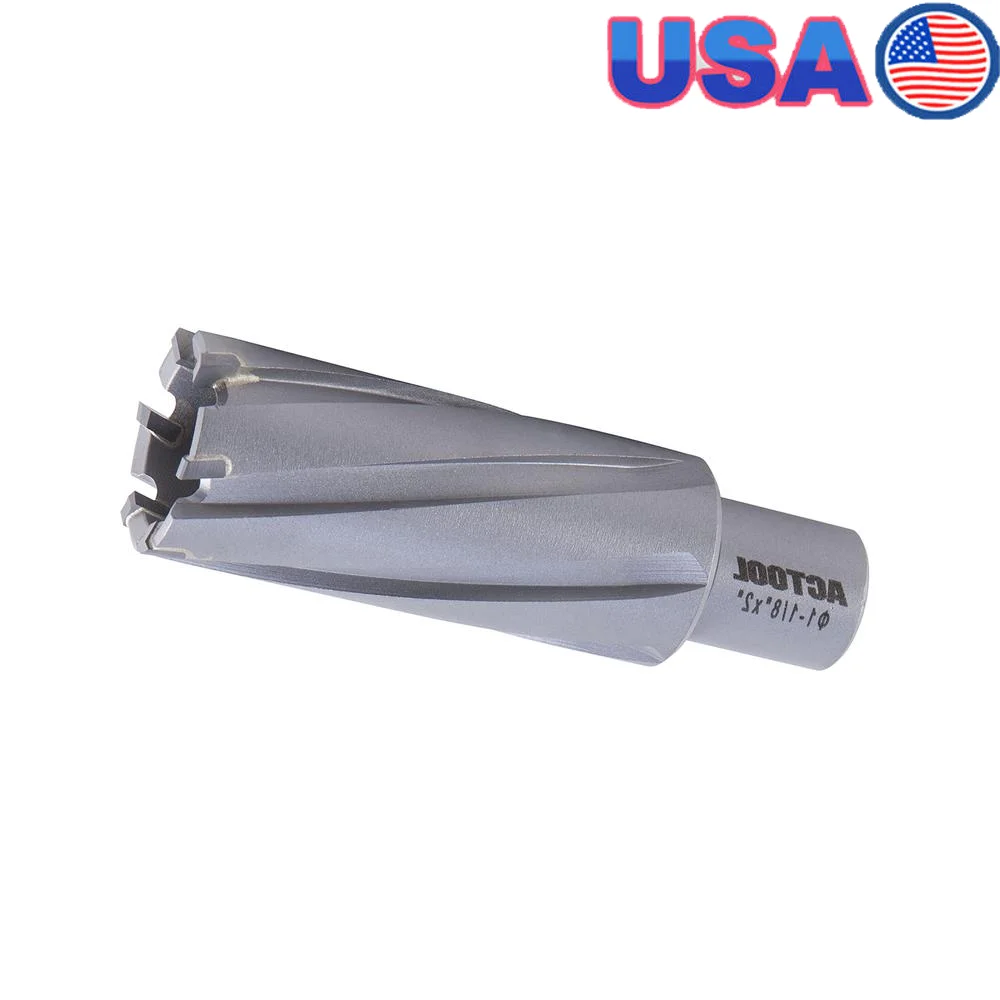 Frez pierścieniowy TCT z końcówką węglikową 1-1/8'' Średnica x 2'' Głębokość cięcia z trzpieniem spawalniczym 3/4'' Triple-Cut Geometria Cięcie stali