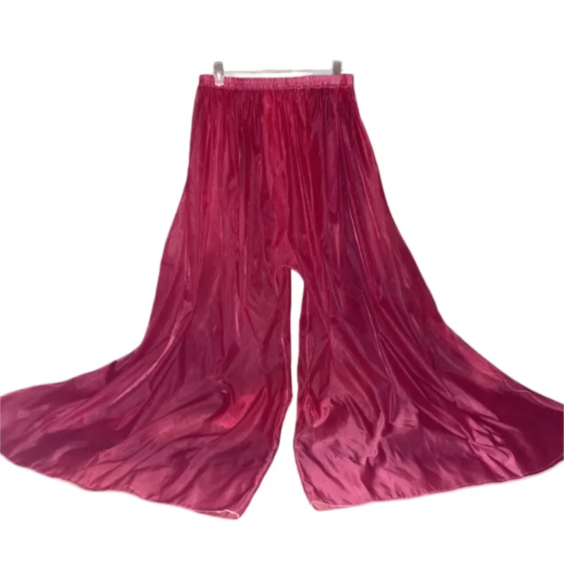 Sexy Perspective Glossy Wide Leg PantsThin Silky Soft Loose Men Women Pants Plus Size Casual Sleeping Bottoms
