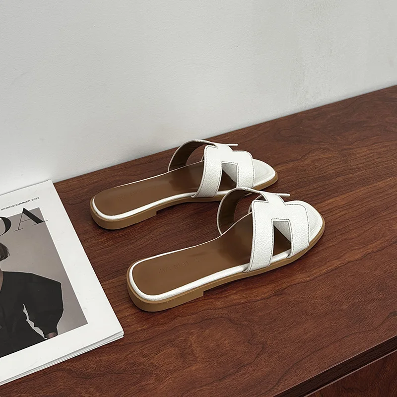 

Womens slippers summer French style simple elegant, slip resistant, soft soled, comfortable versatile, flat bottomed sandals