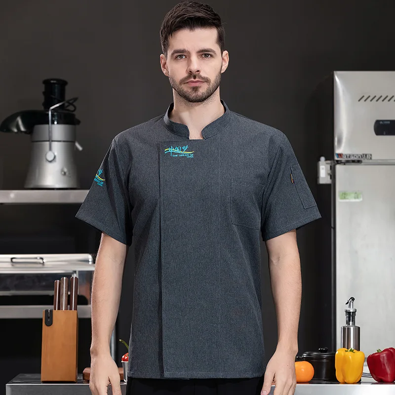 Hotel restaurante cozinha trabalho uniforme manga curta chef jaqueta padaria pastelaria chef verão branco casaco de cozinha