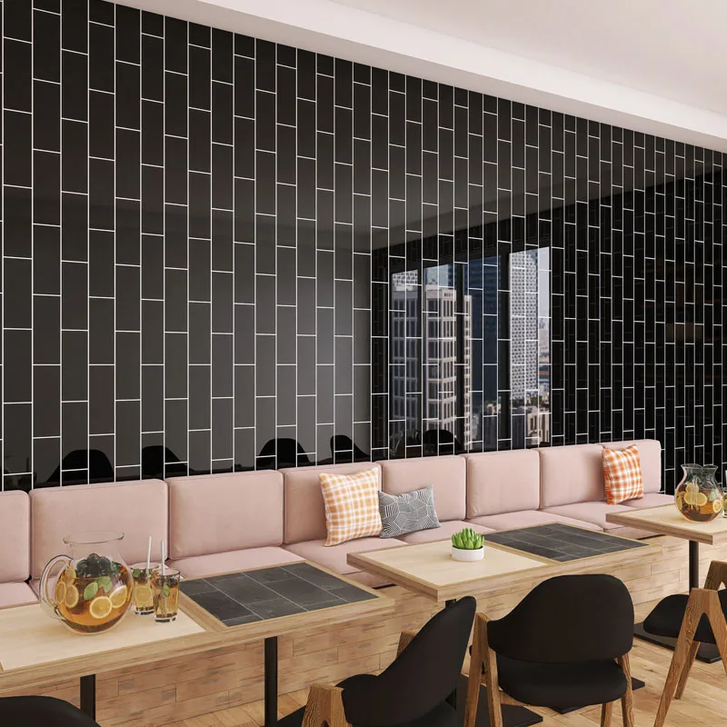 Wall Stickers Decorative Walls Paper Living Room Adhesive Wall Wallpaper 40cm Black Brick Pattern Waterproof and Anti Fouling