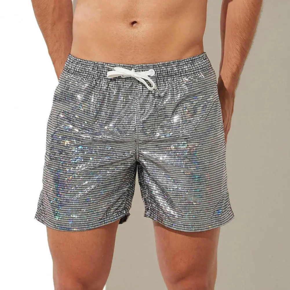 Shorts de sport à séchage rapide pour hommes, pantalons de survêtement brillants, taille élastique, fitness, jogging, plage, sport