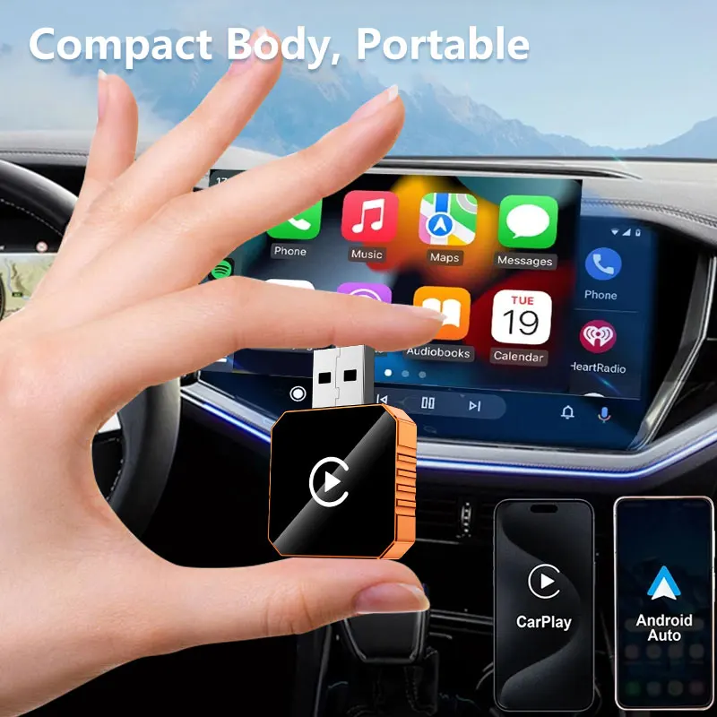 Wireless CarPlay Android Auto Adapter 2 in 1 AI Smart Box Mini USB C Smart Dongle for Car 5Ghz WiFi Stable Connection