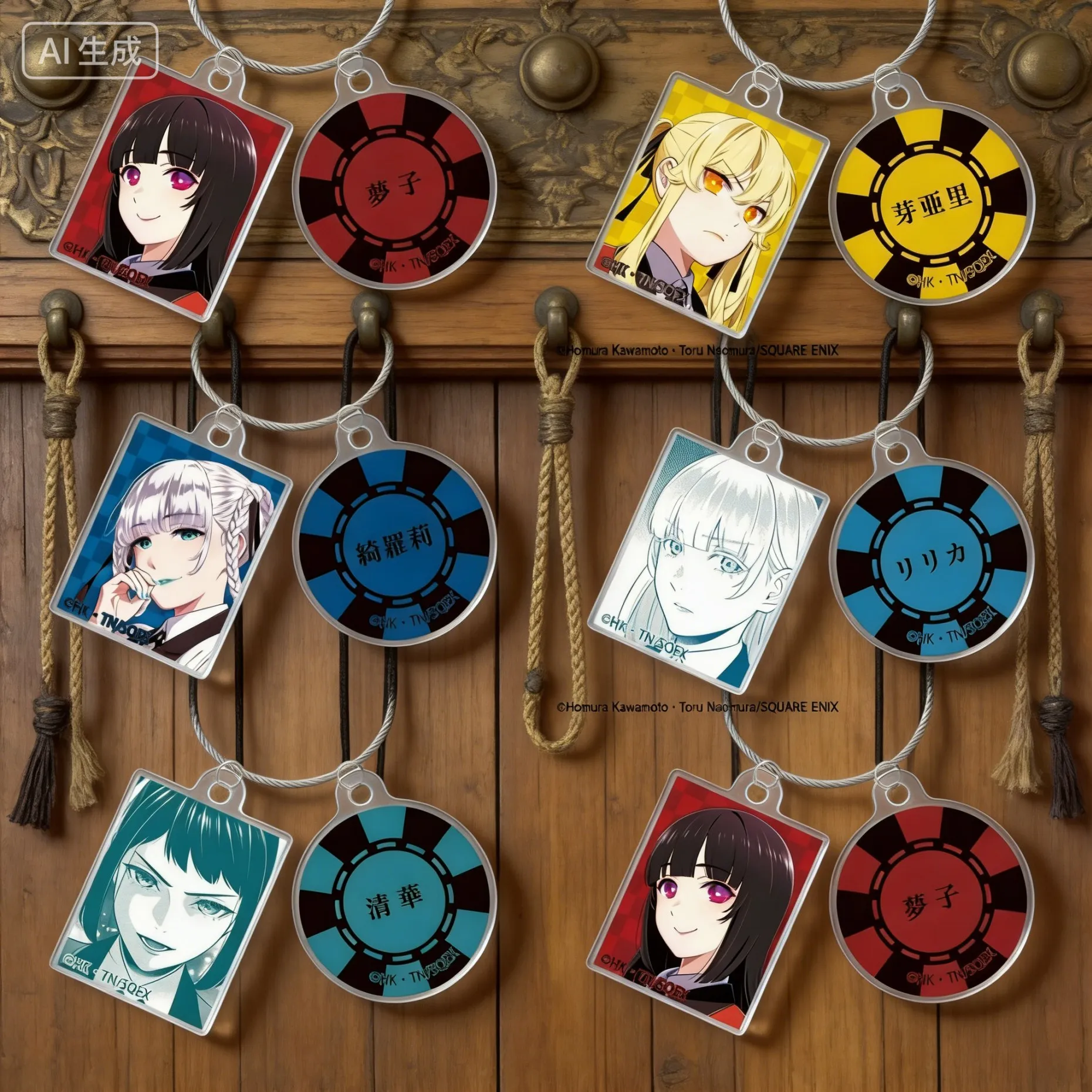 Kakegurui Jabami Yumeko Mary Saotome Acrylic Double Pendant Keychains Bag Decorations Cartoon Character Festivals Gifts