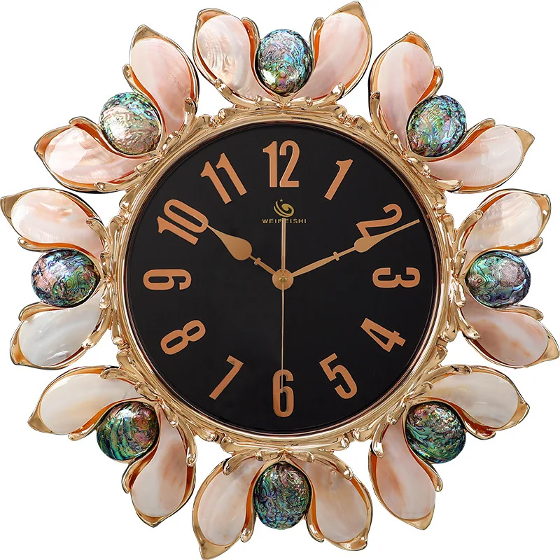 Reloj de pared atmosférico de lujo ligero, decoración para sala de estar, hogar nórdico creativo moderno