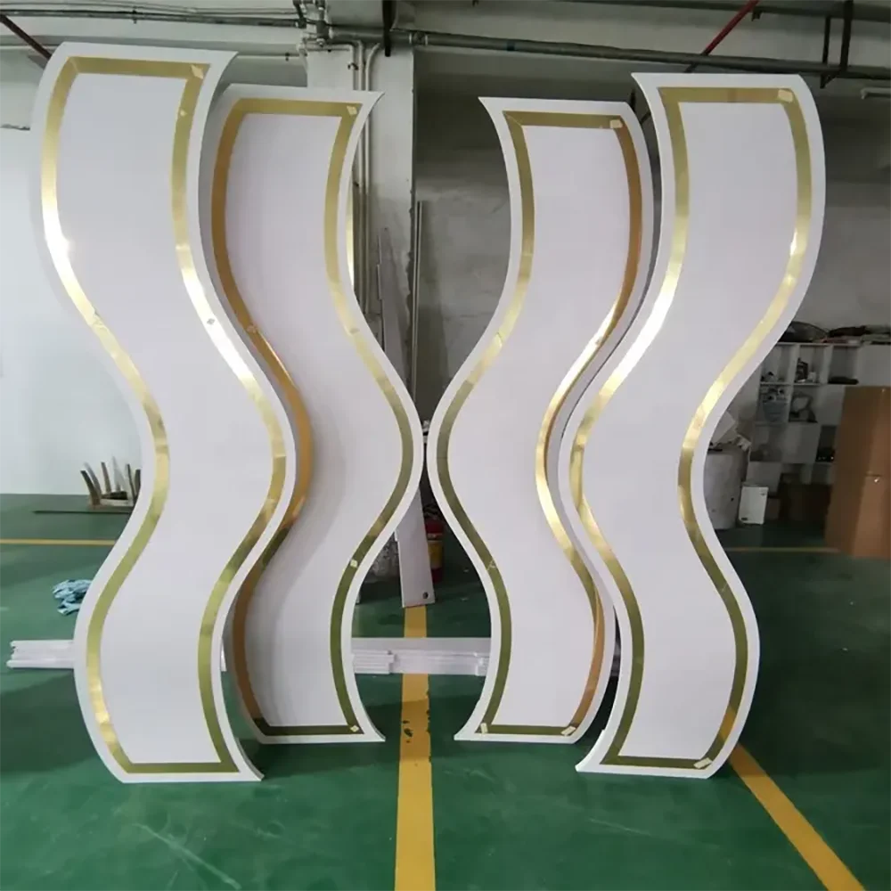 

Modern Wave White Acrylic Backdrop Arch Wedding Round White Backdrop