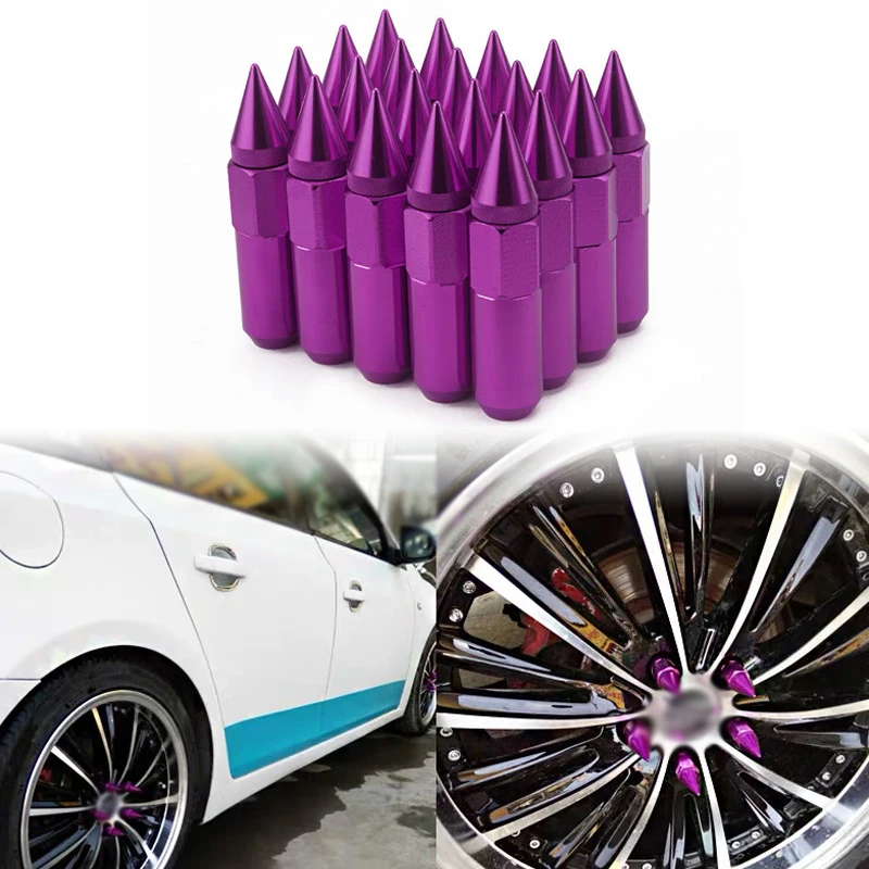 M12x1.5 M12x1.25 Aluminum 60mm Extended Tuner Spike Lug Nuts For Cadillac Lincoln 20pcs 8 Colors Car Accessories Wheel Nuts