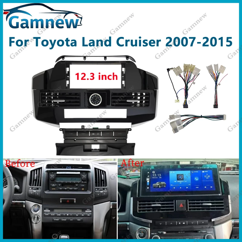 

12.3 Inch Car Frame Fascia Cable Adapter Android Radio Audio Panel Kit For Toyota Land Cruiser 2007-2015 Low-End