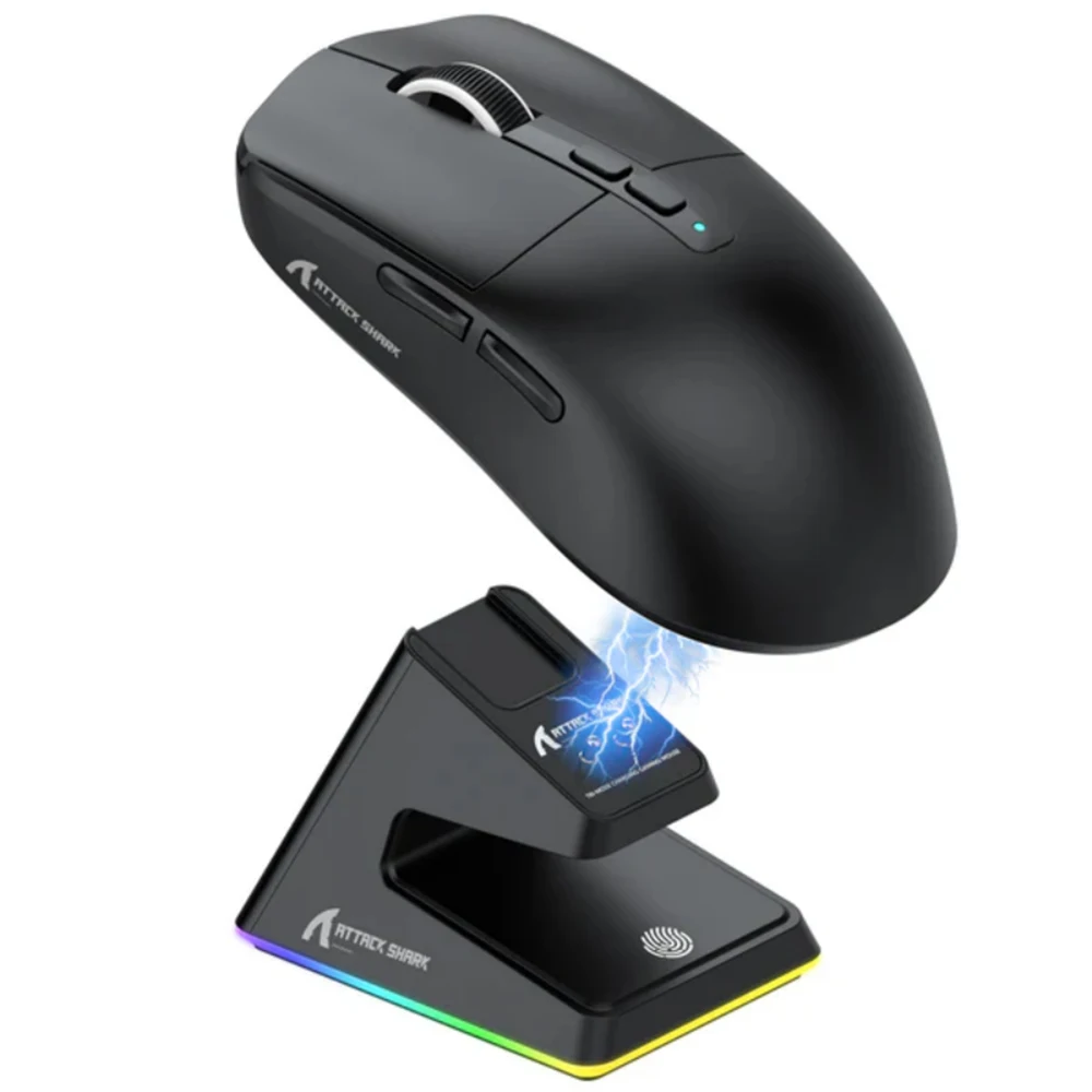 55g Ultra Light ATTACK SHARK X6 Tri-mode Gaming Mouse PAW3395 BT5.2 2.4G Magnetic Charging RGB Mice For PC Laptop