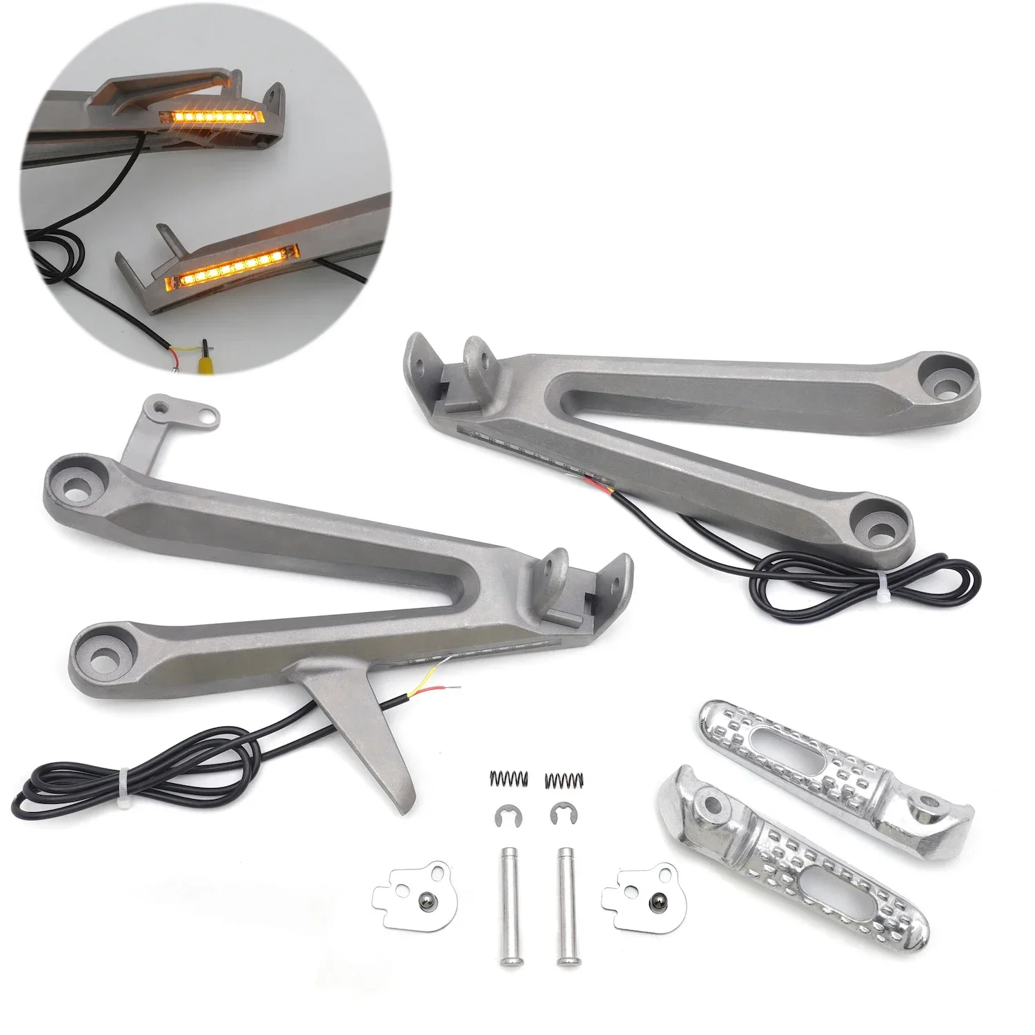 

Motorcycle Rear LED Footrest Bracket Set Passenger Foot Pegs For Honda CBR1000RR 2004-2007