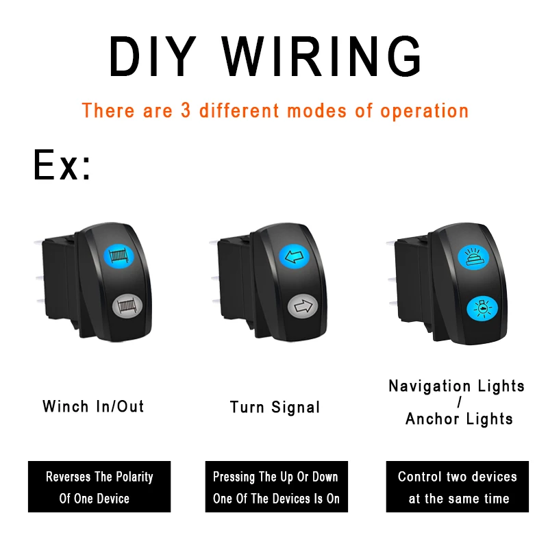 12V Dual Lens DPDT Rocker Switch 3 Position Polarity Reverse Latching Toggle Switch For The ARB/Carling/NARVA 4x4 Caravan