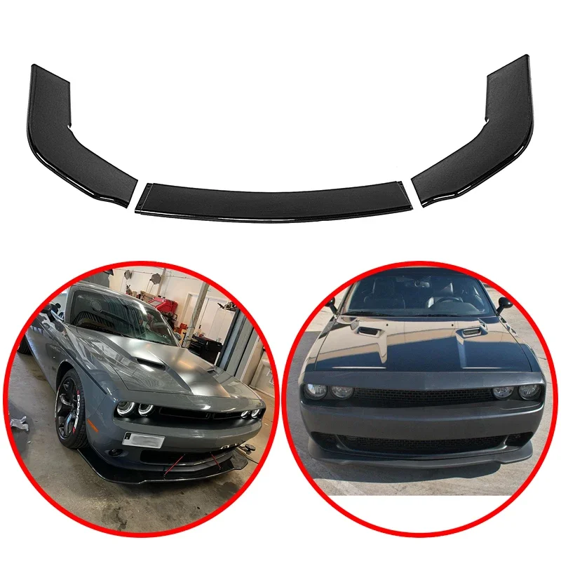 

3PCS For Dodge For Challenger 2012-2019 SXT SRT HELLCAT All Car Front Bumper Spoiler Glossy Black Or Carbon Fiber Look Body Kit