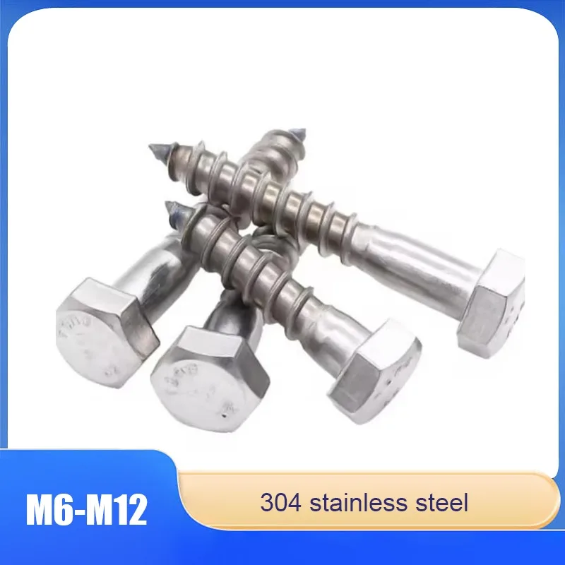 

304 Stainless Steel Hex Head Lag Screws Heavy Duty Wood Screws for TV Mounts Deck Boat Repair Large Lag Bolts M6 M8 M10 M12