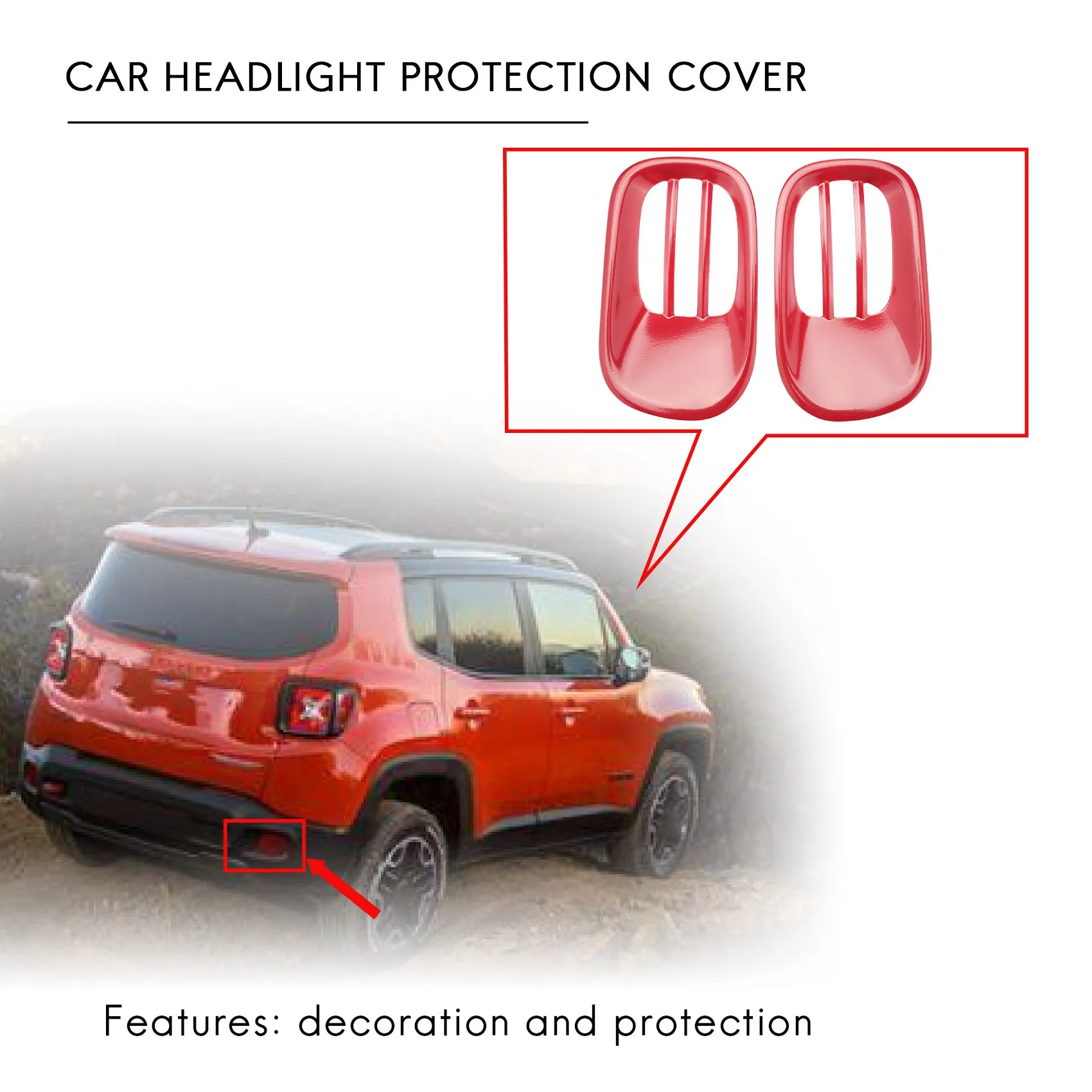 Metal Car Rear Tail Fog Light Lamp Cover Decoration Trim for Jeep Renegade 2015 Up Exterior Accessories Car Styling