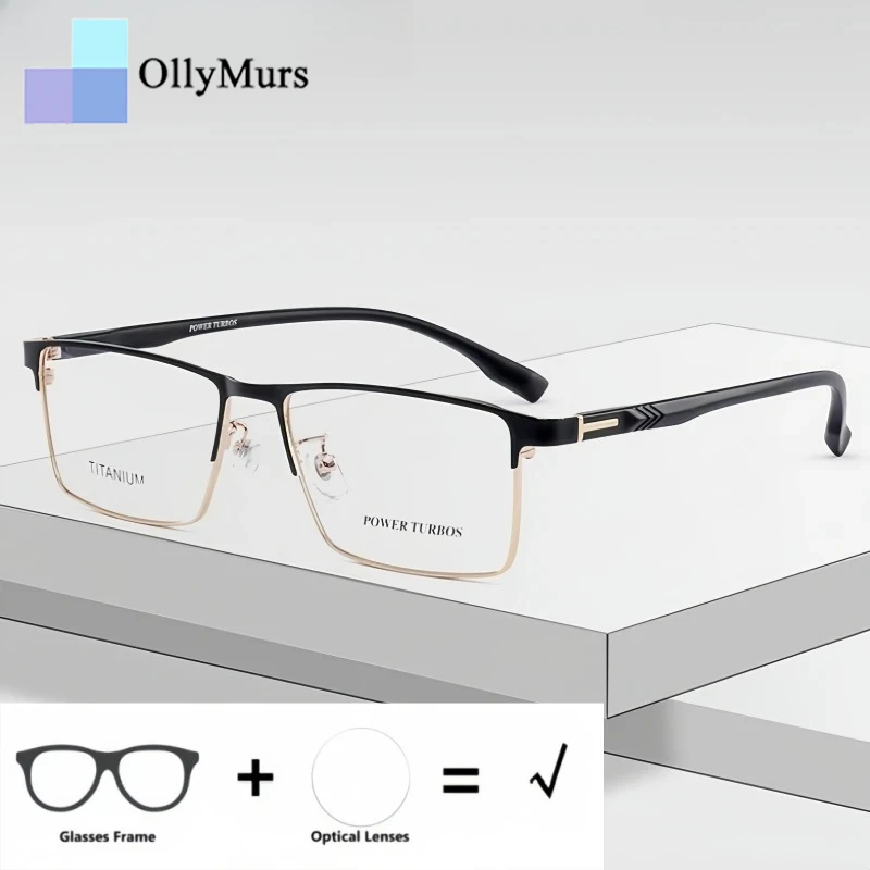 

OLLYMURS Business Men's Optical Prescription Glasses Myopia Blue Light Blocking Reading Progressive Eyeglasses Anti-Reflective
