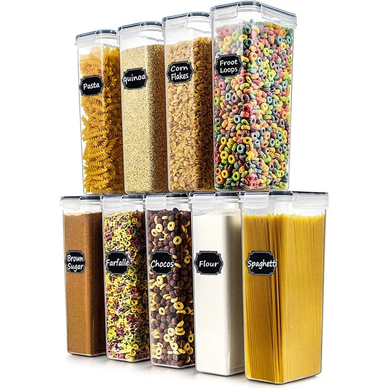 Airtight Food Storage Containers Set of 9 BPA Free Cereal & Dry Food Storage Containers 2.8L / 11.83 cups for Sugar