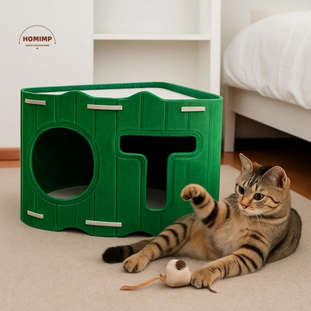 

Wear Resistant Cat Hiding House Folding Breathable Felt Cat Bed Detachable with Holes Cat Scratching Board Nest