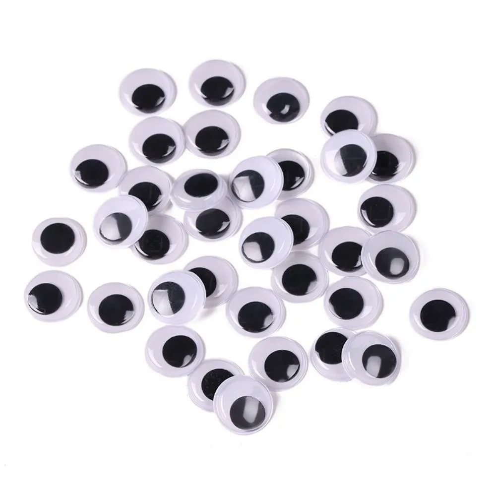 100pcs/bag 3D Dolls Activity Eyes Black&White DIY Accessories Kindergarten Handmade Dolls Eyes With/Without Adhesive Backed