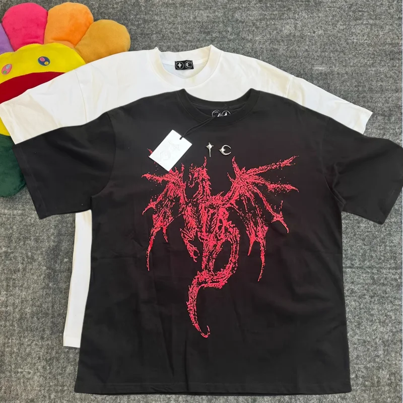 

Thug Club Hardware Iron Mouth Keel Print High Street Fashion Loose Short Sleeved T-shirt for Men and Women Casual Top Tee