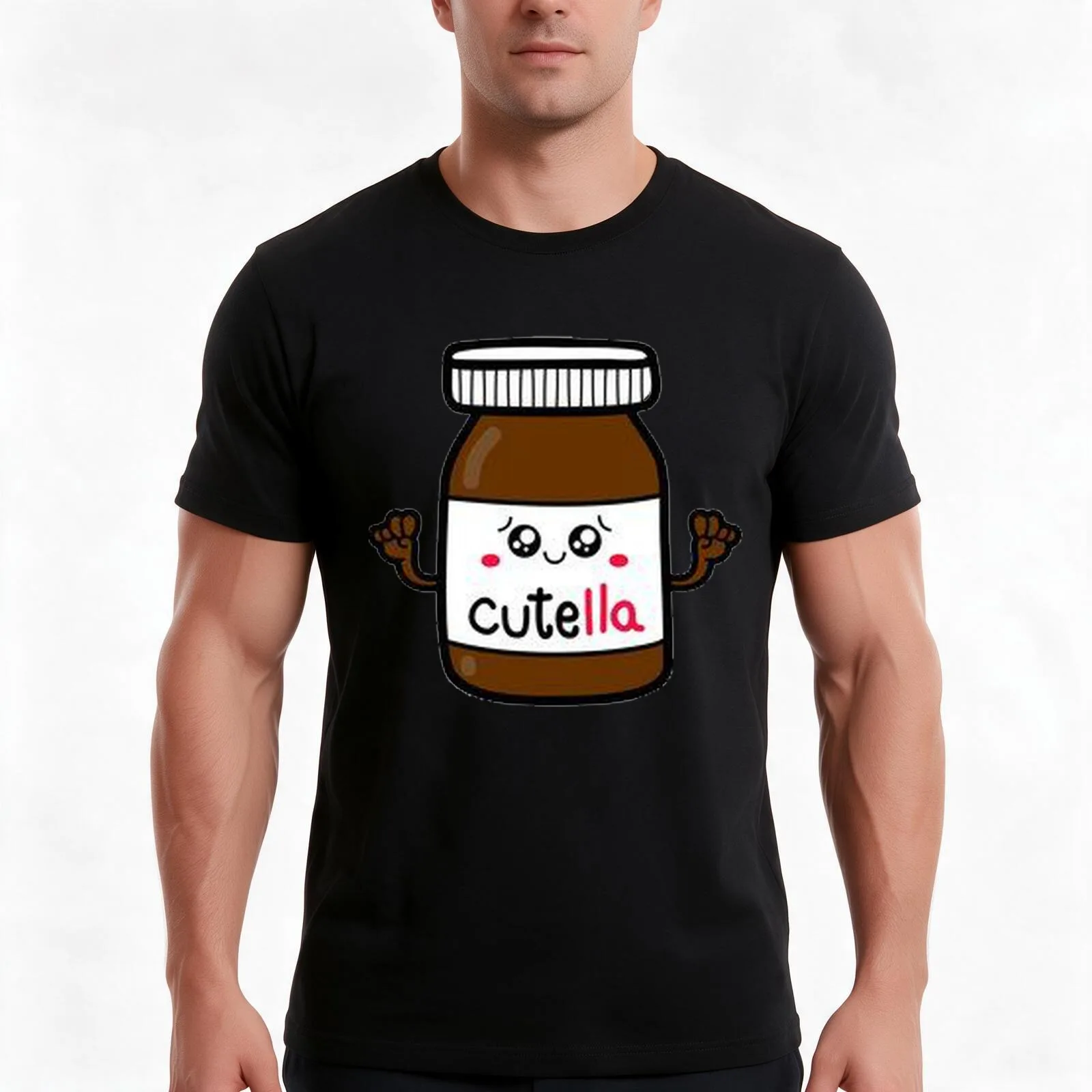 Cutella Nutella Cutie T-Shirt, Summer Casual Cotton Tee, Oversized Streetwear Tops, Vintage Graphic Print, Unisex Men Women