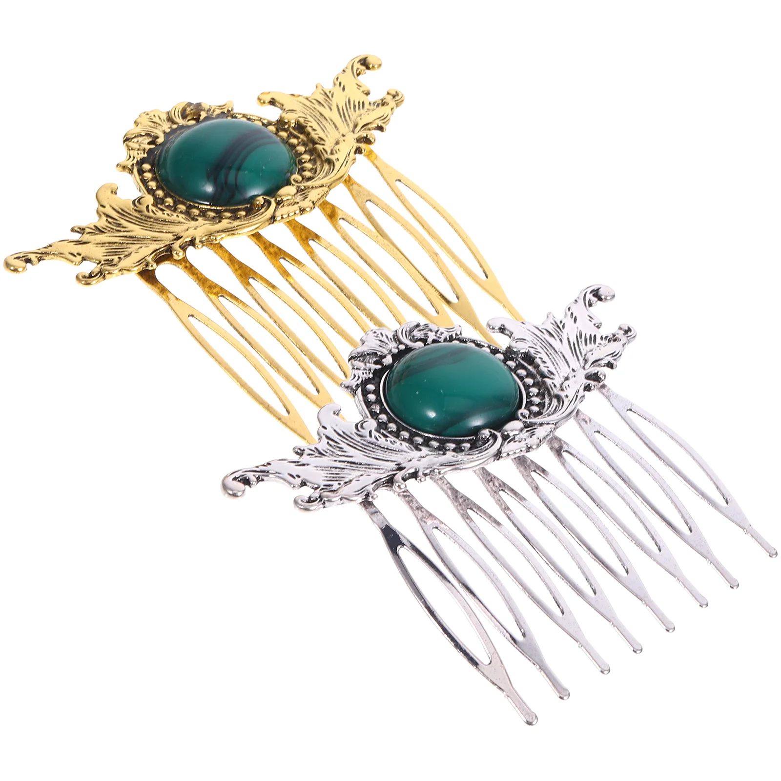 

2 Pcs Vintage Hair Comb Side Women Combs Jewelry European and American Hairpin Hairdressing Headpiece Alloy Resin Women's