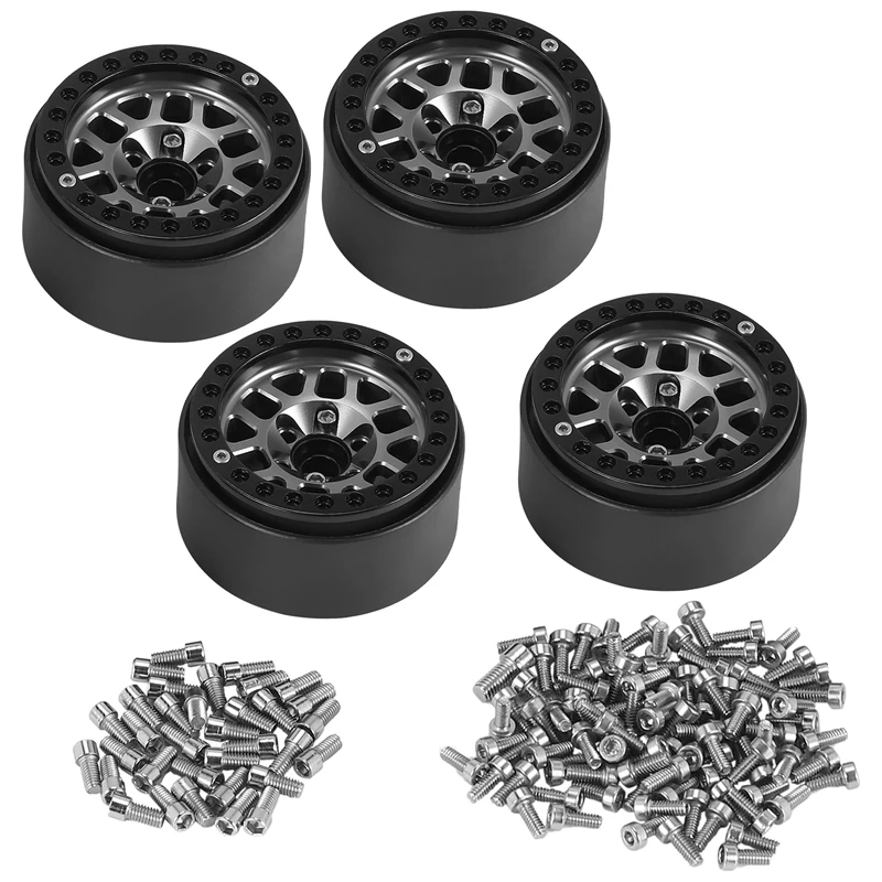 

4PCS 1.9 Metal Beadlock 12 Hole Wheel Hub Rims For 1/10 RC Crawler Axial SCX10 90046 AXI03007 Traxxas TRX4 D90