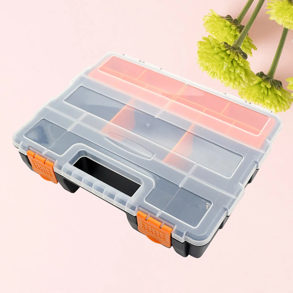 Portable Parts Storage Box Transparent Multi-Slot Adjustable Dividers Hinge Lid Buckle Secure Closure for Craft Tools Screws