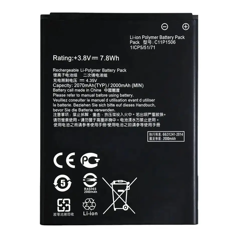 

Mobile Phone Battery Long-Lasting C11P1709 C11P1506 C11P1702 2070-3040Mah For Asus Zenfone GO V 5.5 Live G500tg L1 Lte