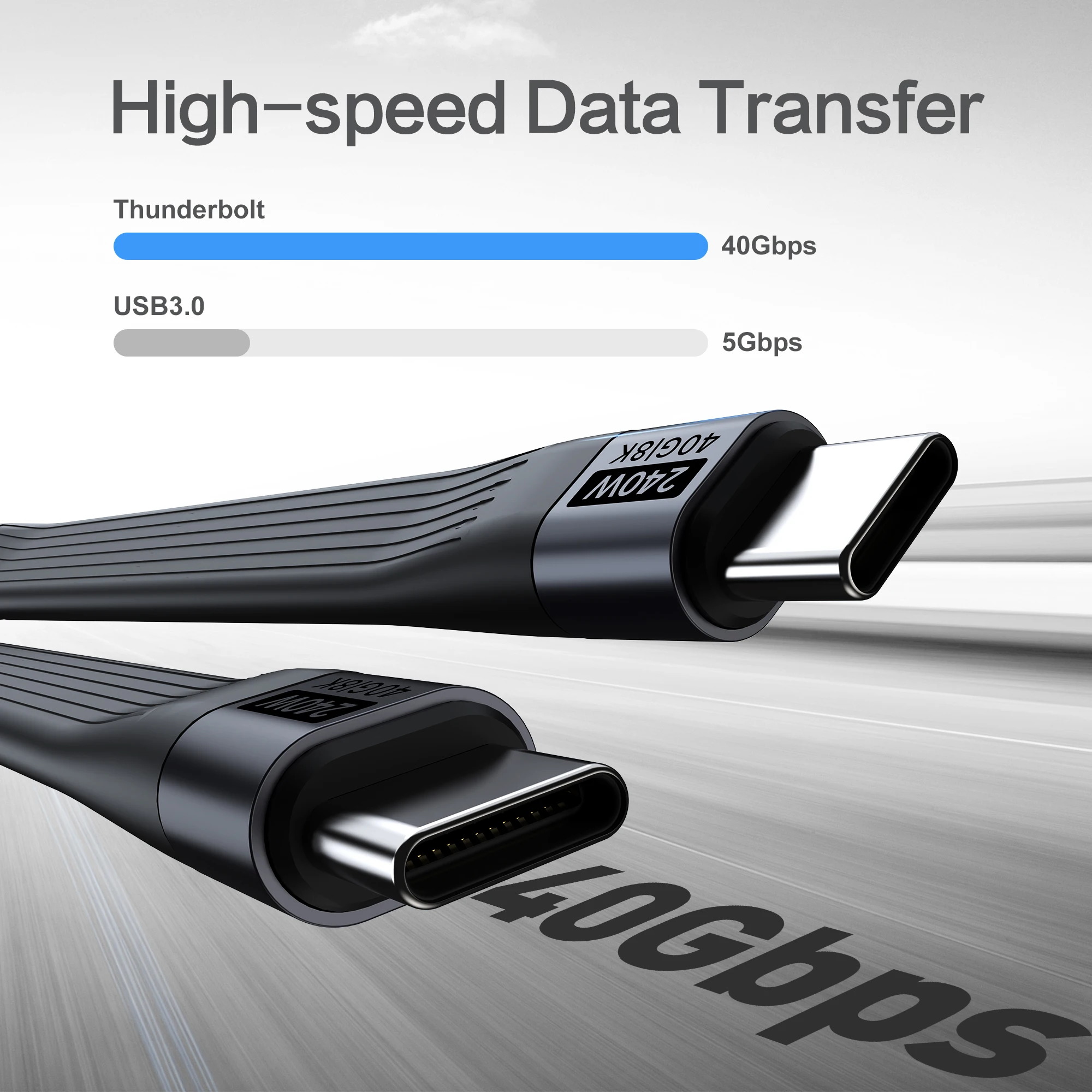 USB 4 Cable Portable Keychain 240W USB C Charging Cable 40Gbps Data Transfer Thunderbolt 4/3 8K@60Hz Video Display for iPhone16 image 3