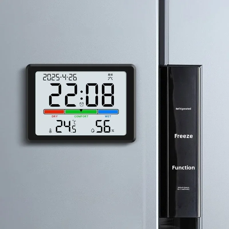 Magnetic Fridge Digital Clock with Luminous Temperature Humidity Display Multifunctional Desktop & Wall Mount Electronic