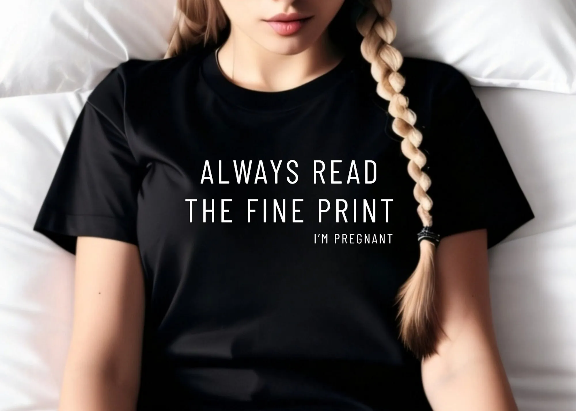 Schwangerschaftsankündigung T-Shirt Always Read The Fine Print Lustige Weihnachten Ich bin schwangeres Baby Neujahr