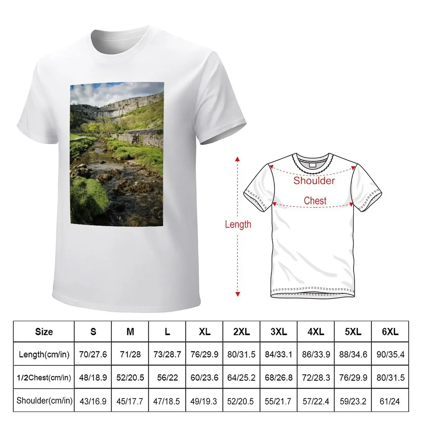 Malham Cove Stream T-Shirt summer top oversized graphic tee men clothes