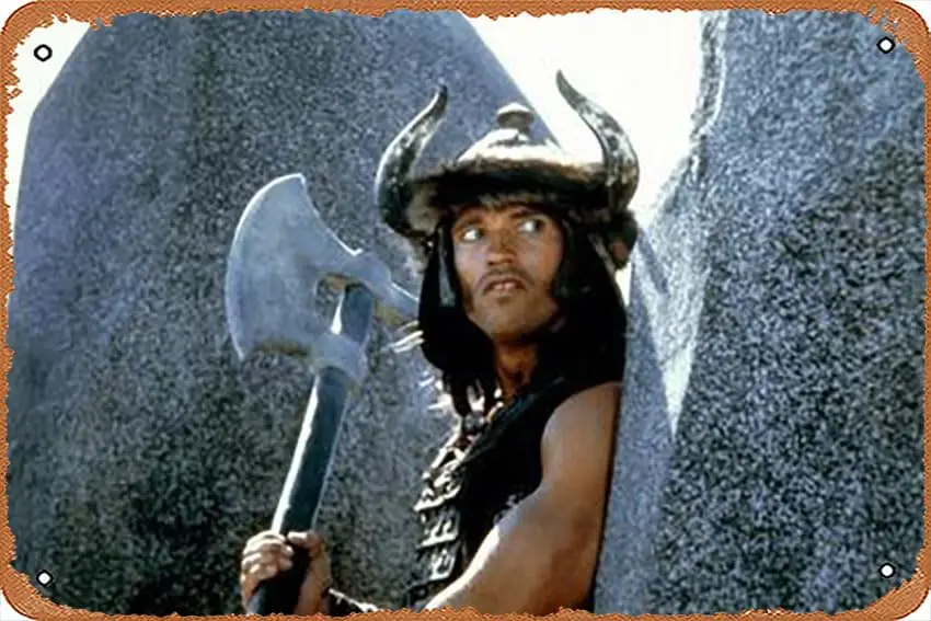 Metal Tin Sign - CONAN THE BARBARIAN, 1982 directed by JOHN MILIUS (photo) - Poster Metal Plaque Cafe, Bar, Home Wall Decor, lig