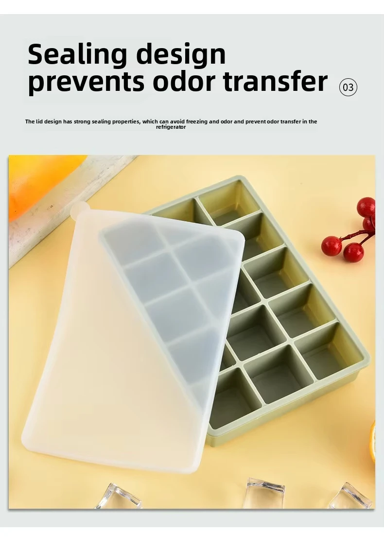 Soft Flexible Silicone Ice Cube Tray with Lid Leak Proof for zer Kitchen Cocktail Whiskey Ice Molds24grids