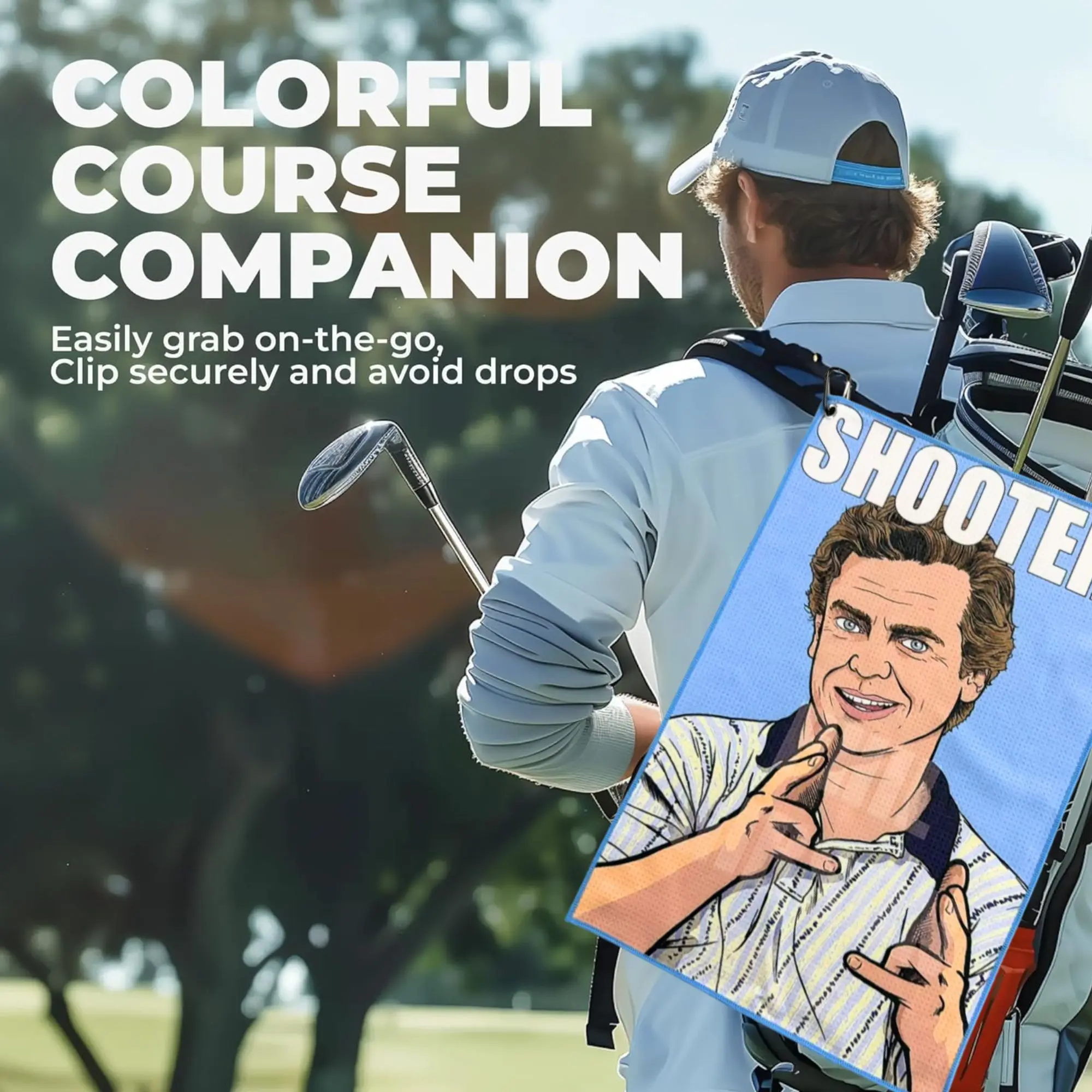 Funny Golf Towel with Happy Gilmore Design Premium Microfiber with Clip Holder for Golf Bags Golf Accessories Gifts for Men