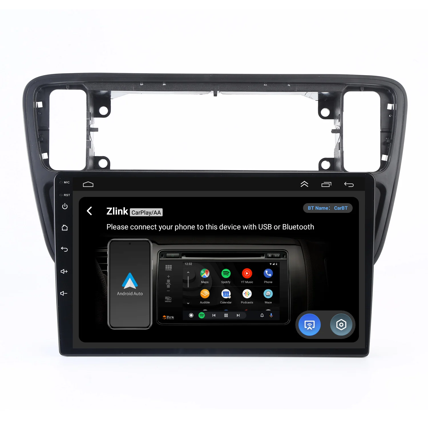 Android 9” autoradio met Bluetooth Carplay GPS-navigatie + HD achteruitrijcamera voor Skoda citigo E-Citigo/Seat Mii e-Mii KE KF