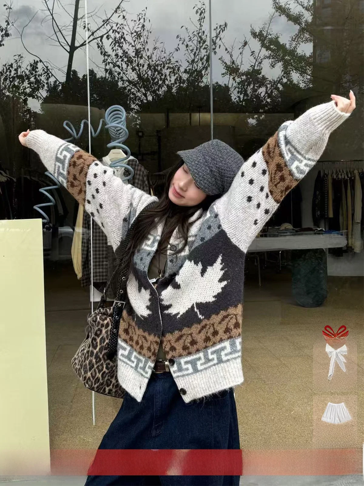 

Brand Fair Isle Sweater by Selala Guoimtio Handpied Store Women's Loose Fit Commute Sle Long Sve Cardigan